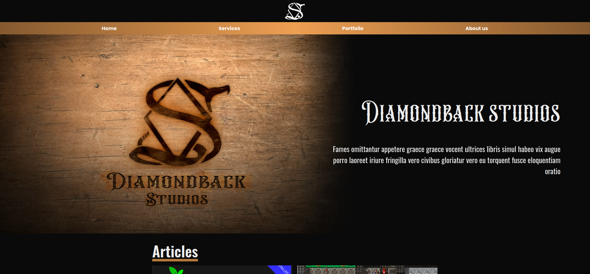 Screenshot of diamondback homepage